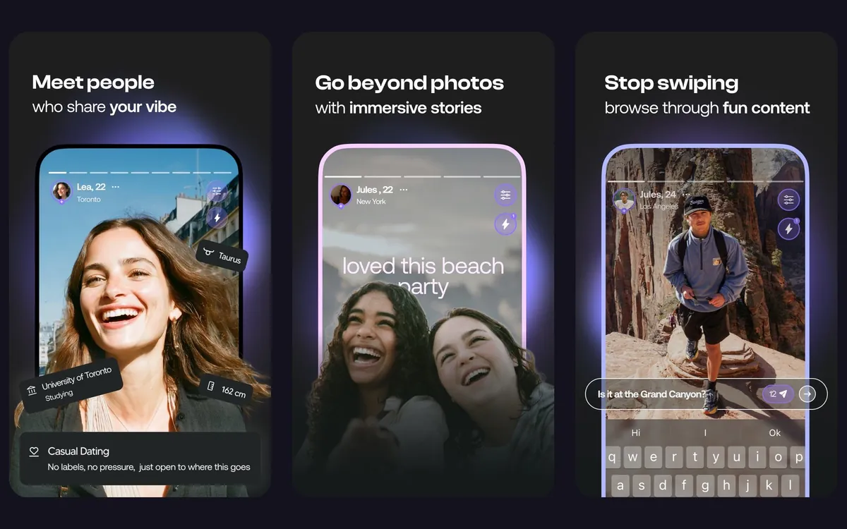 Feels dating app story screens